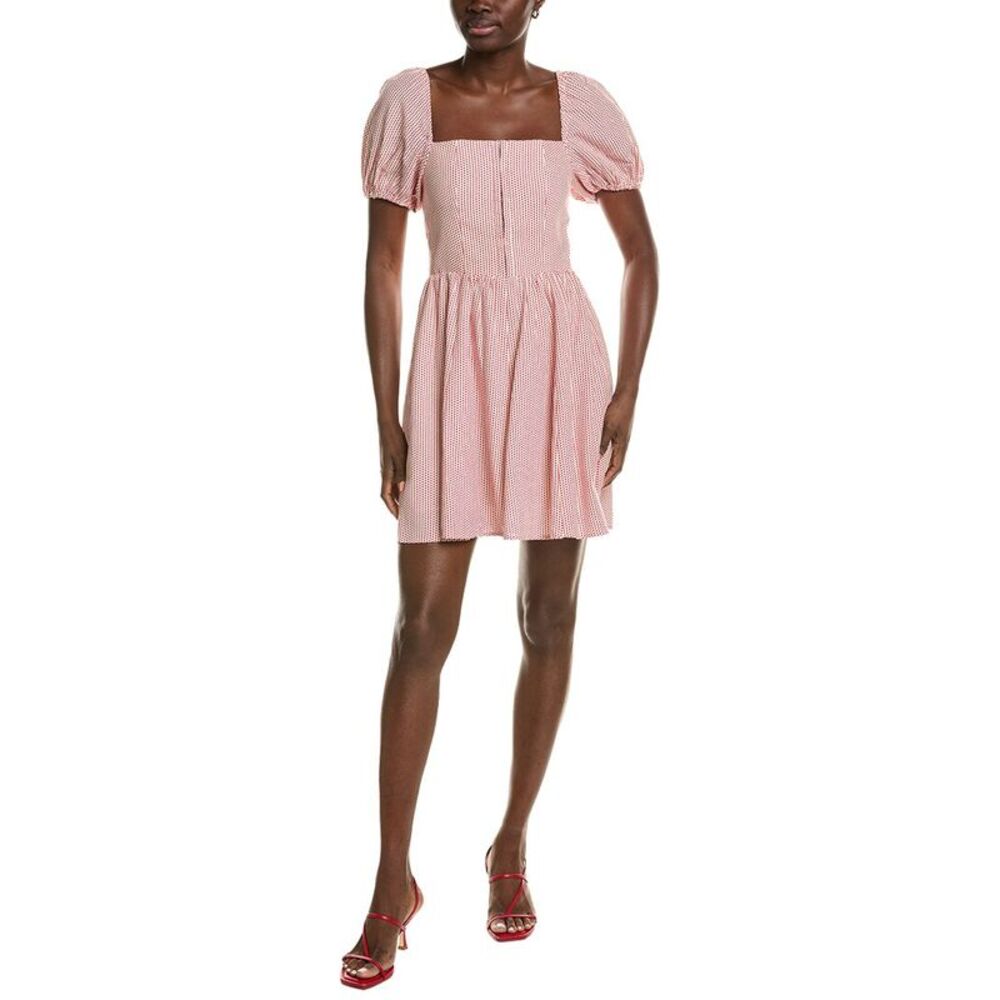 Wayf Womens  Linen-Blend Mini Dress, Red